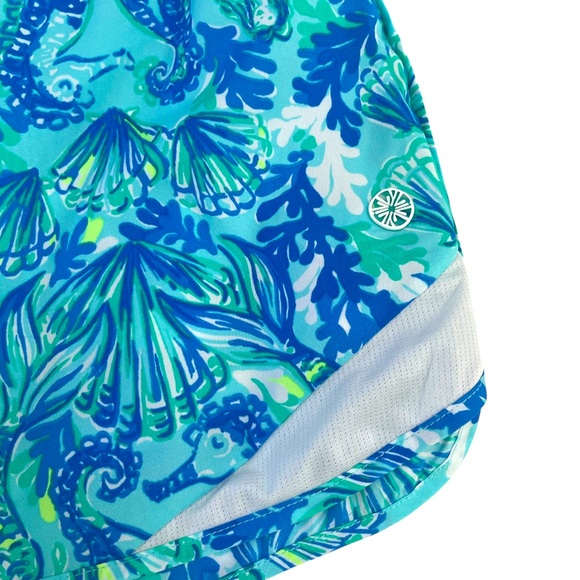 Lilly Pulitzer Ocean Trail Luxletic Sea Glass Aqua Seeing Double Shorts S - Picture 3 of 8